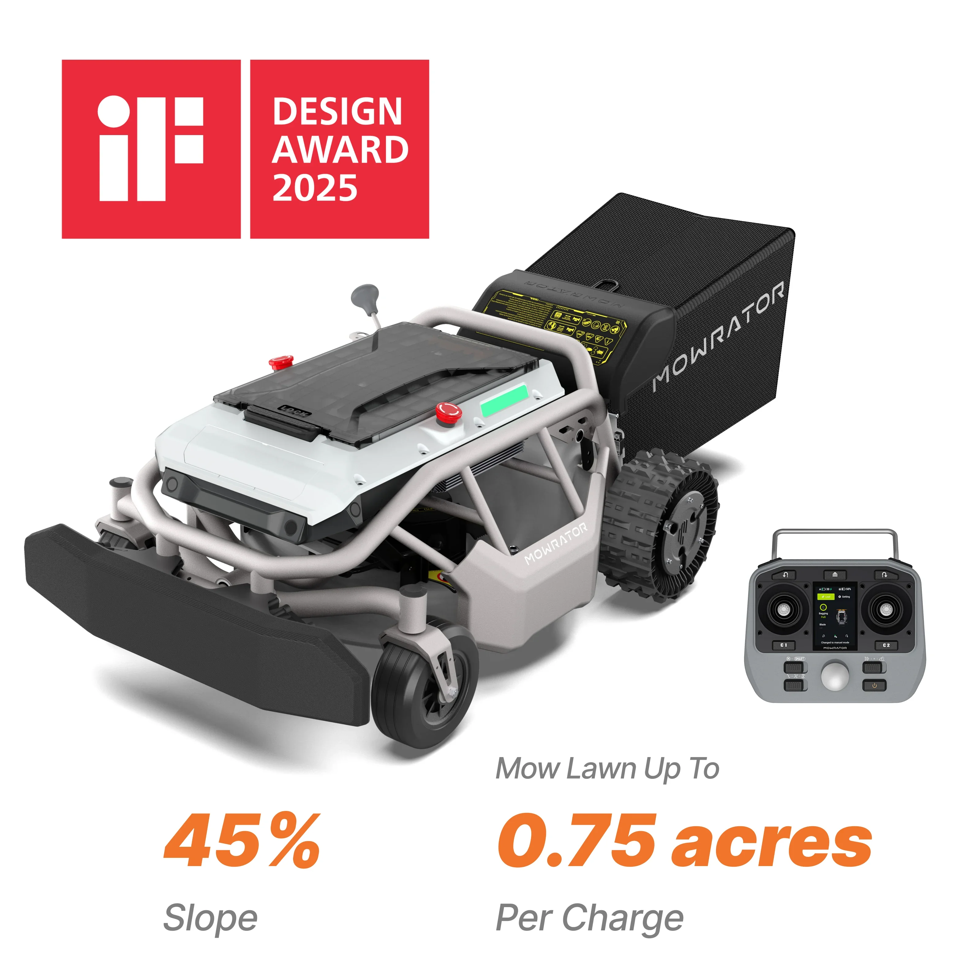 Mowrator S1 21" Leaf & Lawn 2WD 45% Slope (24°) Remote Control Mower